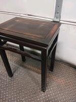 Rectangular Wooden Side Table with Beveled Edges and Lower Stretcher Support - 3