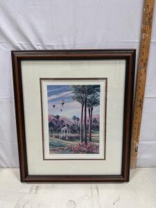 D. Spielman Signed Artist&rsquo;s Proof Print 3/20 AP, Framed Garden Scene with Gazebo & Balloons