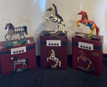 Trail of Painted Ponies Figurines: War Eagle, Black Jack, Hopi Maidens 1E Limited, Boxes Included