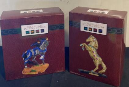 Trail of Painted Ponies Collectibles: 'Legend of the Blue Horse' & 'Golden Jewel Pony' Figurines
