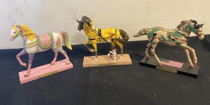 Trail of Painted Ponies Figurines: 'The Prairie Princess', 'Barn Buddies', 'First Comes Freedom'