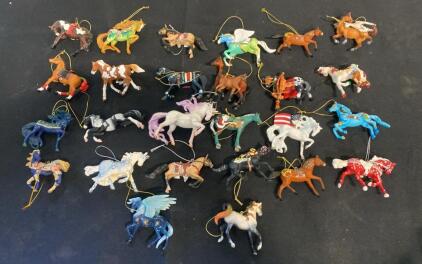 Set of 27 Trail of Painted Ponies Hand-Painted Polyresin Horse Christmas Ornaments