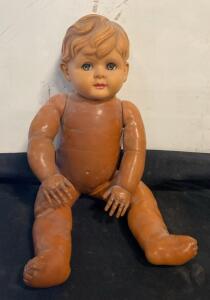 Vintage 1940s Composition Baby Doll, 20" Sleep Eyes, Molded Blond Hair, Jointed Body