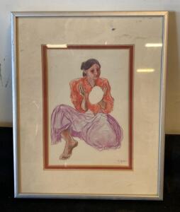 R.C. Gorman "Navajo w/ Tortilla" Framed Art Print by Haag & Haag 8&rdquo;x11&rdquo;