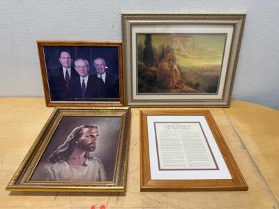 Framed LDS Religious Art Set: Jesus Christ Portraits, "The Family Proclamation," Church Leaders Photos