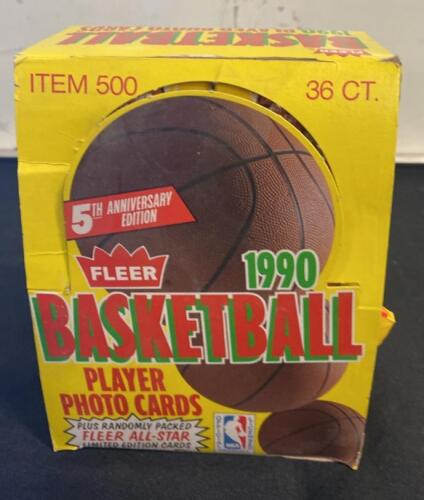 1990 Fleer Basketball Wax Box - 36 Packs, 5th Anniversary Edition, Includes Notable Rookie Cards