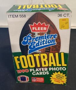 1990 Fleer Premiere Edition Football Cards Box - 36 Packs, 540 Cards, All-Pro Inserts