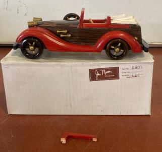 Jim Marvin Collection Wooden Vintage Red Car Model C1833 w/ Box China Classic Decor Damaged