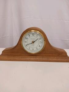 Times Square Quartz Tambour Mantel Clock &ndash; Wood Case, 16" Wide, Battery, Made in China