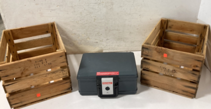 (2) Wooden Crates & First Alert Safe