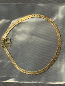 Herringbone Flat Gold Chain Bracelet, 7.5 Inch, 4 mm, Spring Ring Clasp, Made in Korea