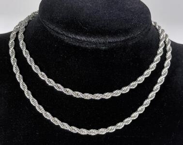 Sterling Silver Rope Chain Necklace, 20&ndash;24 inches, 3&ndash;5 mm Thickness