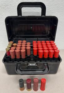 MTM Case Gard 100 Shotgun Ammo Box &ndash; Holds 100 Rounds, 48 Mixed 12/20ga Shells, Black, Handle