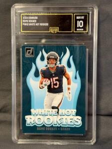 2024 Donruss White Hot Rookies Rome Odunze Bears #WH2 GMA 10 Gem Mint Graded Card