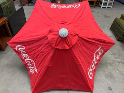 Coca-Cola 7 ft x 7 ft Market Umbrella, Red Vinyl Canopy, Aluminum Frame