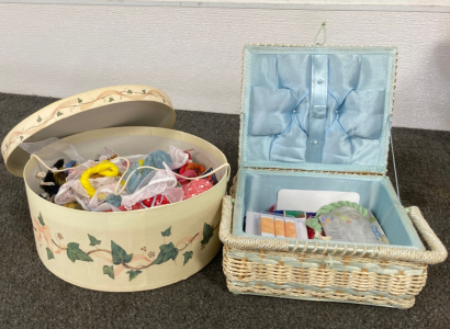 Assorted Sewing Accessories And Craft Boxes