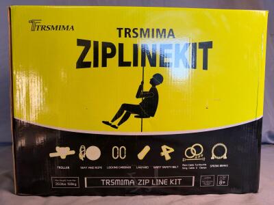 New! TRSMIMA 76ft Backyard Zipline Kit with Stainless Steel Spring Brake, 330 lbs Capacity