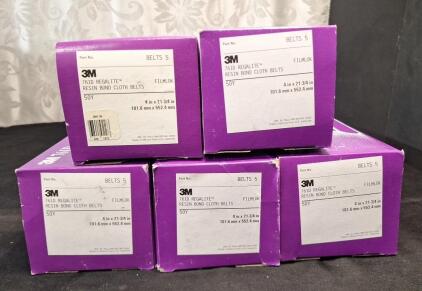 (5) 5-Count Boxes Of 3M 761D Regalite Resin Bond Cloth Sanding Belts, 4" x 21-3/4", 50-Grit