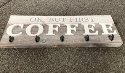 Coffee Sign with Hooks