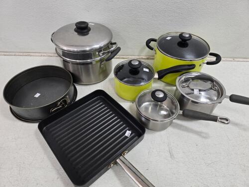 Tivoli & KitchenAid 7-Piece Cookware Set: Stainless Pots, Grill Pan, Steamer, Springform, Glass Lids