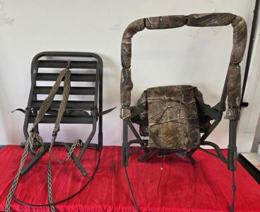 Climbing Tree Stand, Steel Frame, Padded Camouflage Seat, Harness Straps, 300 lb Capacity
