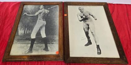 Large Framed 16"x20" Vintage Photos Jim Jeffries & Bob Fitzsimmons, c. 1900 Boxing Icons