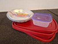 Mixed Lot: Glassware, Plasticware, Pie Pans, Traeger Accessory, Iraqi Currency, Jewelry - 6