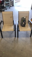 (2) Metal Frame Patio Chairs (1) Solar Powered Flood Light Bug Zapper
