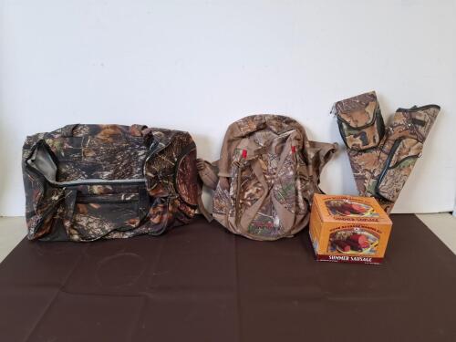 Camo Fieldline Backpack, Two Rifle/Fishing Rod Cases & Hi Mountain Summer Sausage Making Kit Set