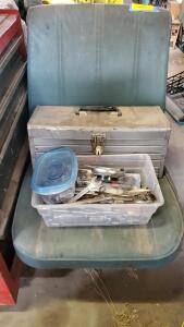 (OFFSITE) Vintage Blue Vinyl Front Bench Seat with Lap Belt &ndash; 1960s-1970s Classic Car Restoration