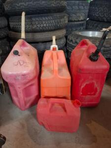 (OFFSITE)Blitz & Gott Gas Cans, 5-Gallon & 2-Gallon, Portable Plastic, Flexible Spouts, Fuel-Ready
