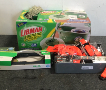 (4) Smartstrap 14’ Tie Down Straps (1) Melnor Turbo Drive Sprinkler (1) Libman Tornado Mop System