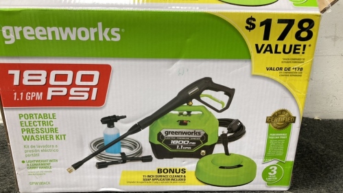 Green Works Portable Electric Pressure Washer Kit