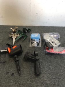 (1) Powershot Staple Gun (2) Yard Sprinkler (1) Solar LED Light (1) Toilet Pump