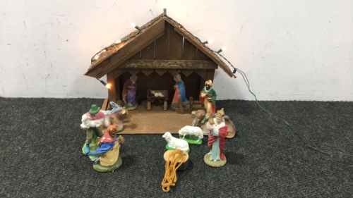 Nativity Scene w/ Music Box and Lights