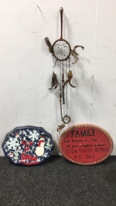 Cool Indian Style Dreamcatcher and (2) Handmade Wall Plaques