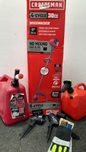 Craftsman Weed Wacker, Gas Cans , Solar Lights and Work Gloves