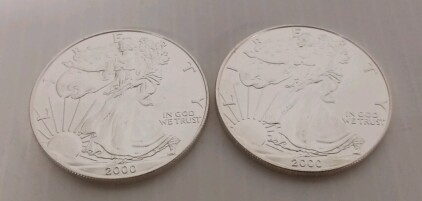 (2) One Ounce Fine Silver One Dollar Liberty Coin