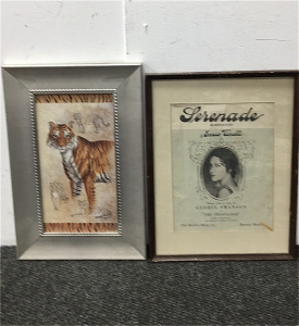 A Tiger Picture and An Original Announcement for Gloria Swanson in a Frame