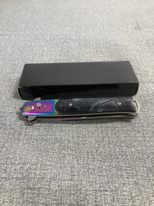 Anodized on Black Switchblade Knife w/ Safety