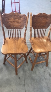 (2) Wooden 42” Swivel Bar Stools