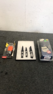 (3) Gerber International Knives (1) Blackhawk Law Enforcement Holster (1) General Moisture Meter