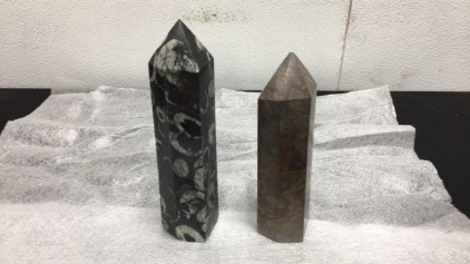 Black Tourmaline & Zoisite Crystal Obelisk- Bamboo Jasper Obelisk