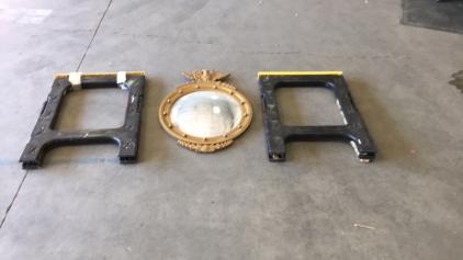 Vintage Mirror, (2) Plastic Saw-Horses