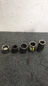 (1) Proto Professional 1 3/16” Impact Socket (1) Proto Professional 1 3/8” Impact Socket (1)Expert 1 5/8” Impact Socket (1) Armstrong 36mm Socket (1) Kt Pro 30 mm Impact Socket