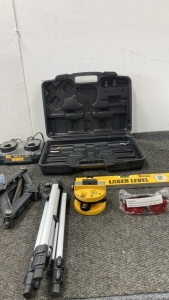 Laser Level Kit- Car Jack- Dewalt Battery Charger and Work Glasses