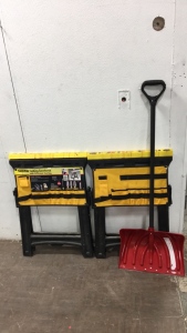 2 Folding Sawhorses, 1 Snow Shovel