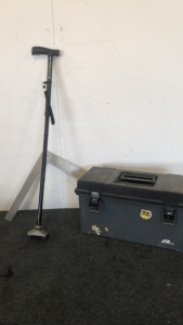(1) Plano Tool Box Model 641 (1) 16” x 24” Steel Square (1) Hurrycane Walking Cane