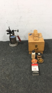 Shoe Shine Box & Vintage Blowtorch