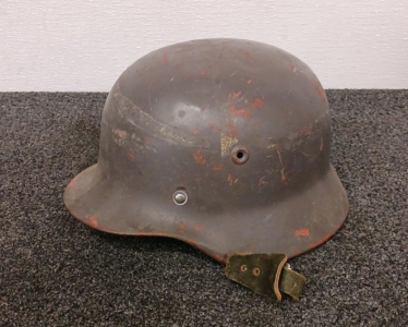 German M40 Rolled Rim Helmet with Liner and Chin Straps